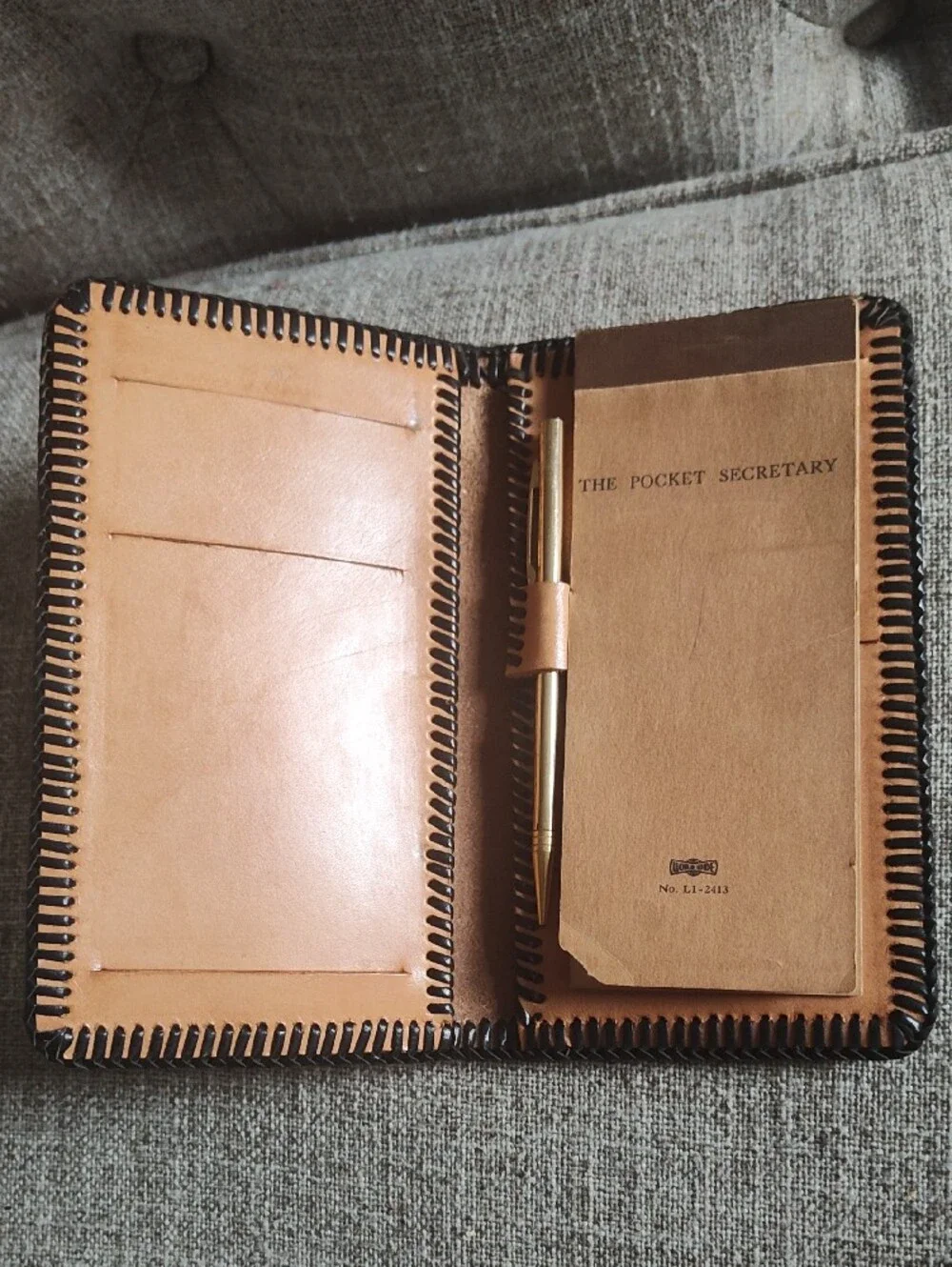 Western Tooled Tan and Black Leather Wallet with Cowboy And Horse Motif